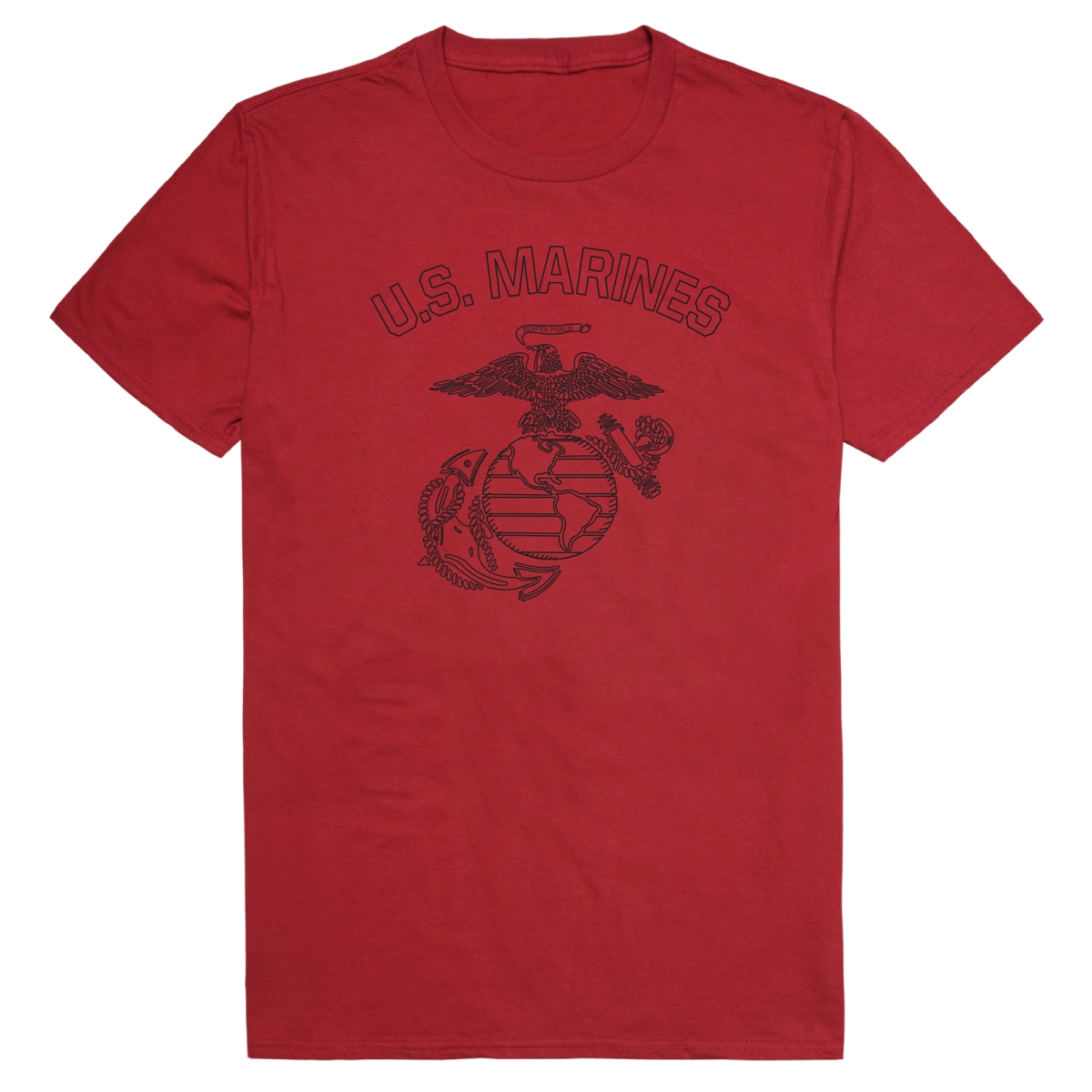 AM5-MC3-CAR-01 Basic Military US Marines 3 Short Sleeve T-Shirt, Cardinal - Small