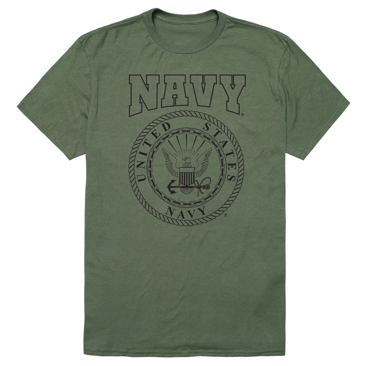 AM5-NA9-OLV-02 Basic Military US Navy 9 Short Sleeve T-Shirt, Olive - Medium