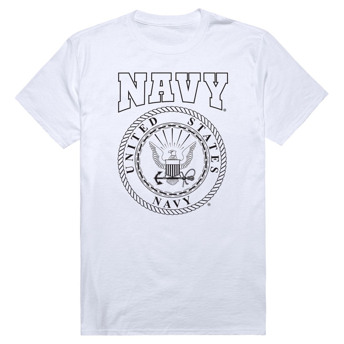AM5-NA9-WHT-01 Basic Military US Navy 9 Short Sleeve T-Shirt, White - Small