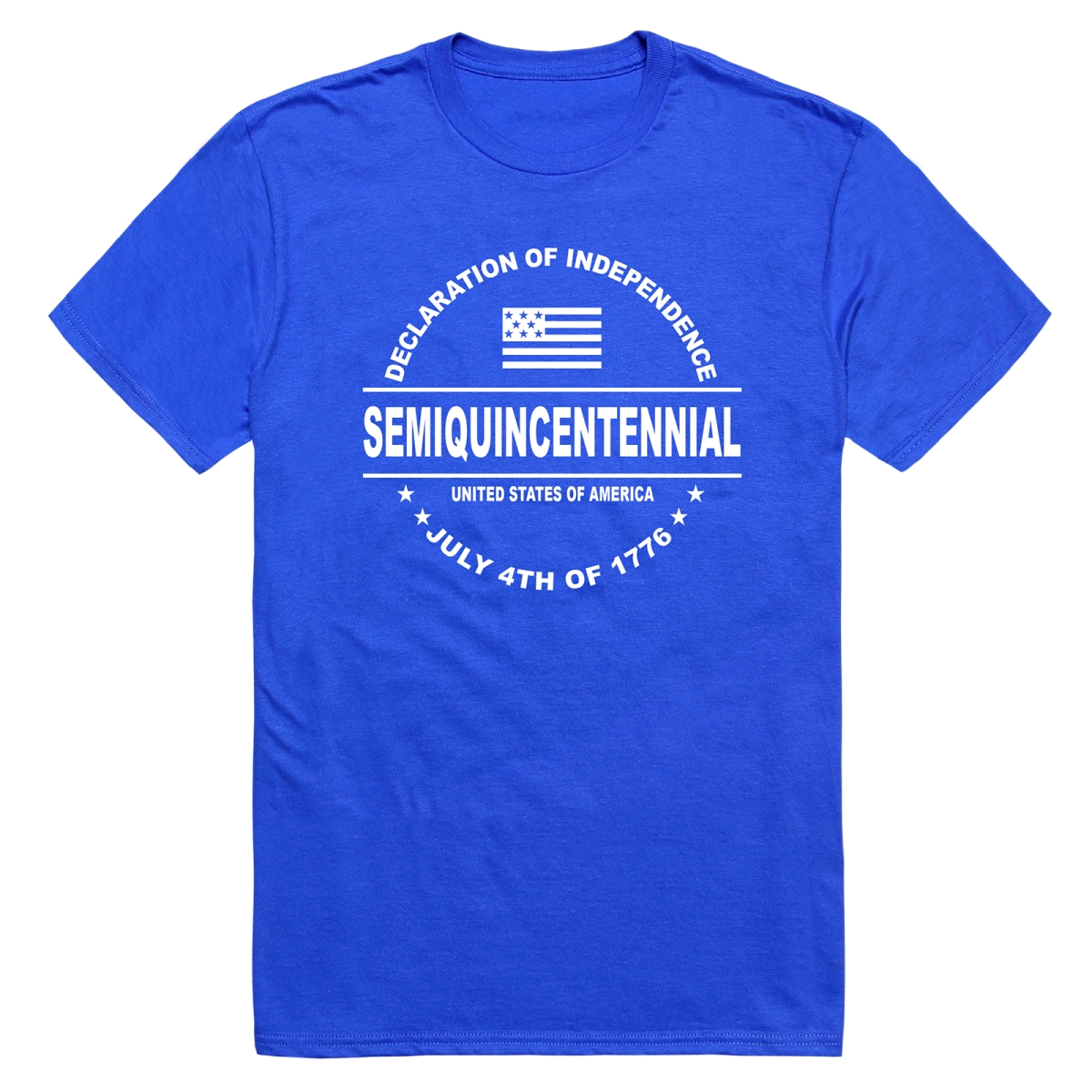 AN3-249-RYL-04 America Anniversary Declaration Short Sleeve T-Shirt, Royal Blue - Extra Large
