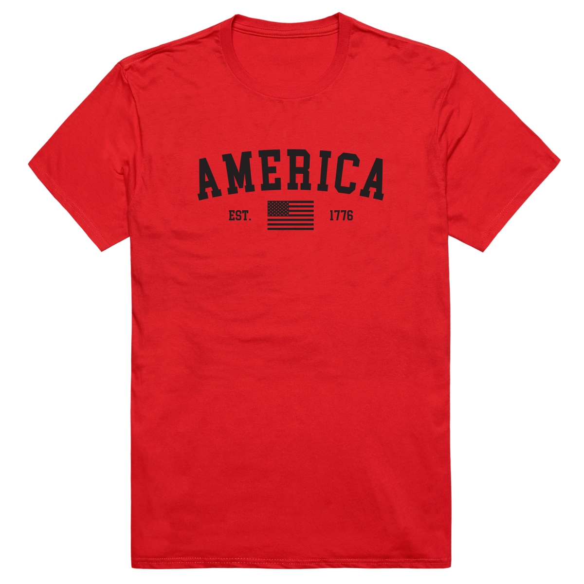 AM3-219-RED-04 Basic America Est. 1776 Short Sleeve T-Shirt, Red - Extra Large