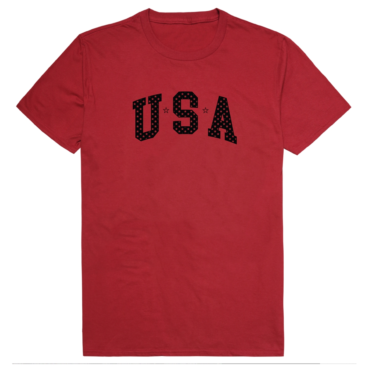AM3-220-CAR-02 America Basic USA with Stars Short Sleeve T-Shirt, Cardinal - Medium