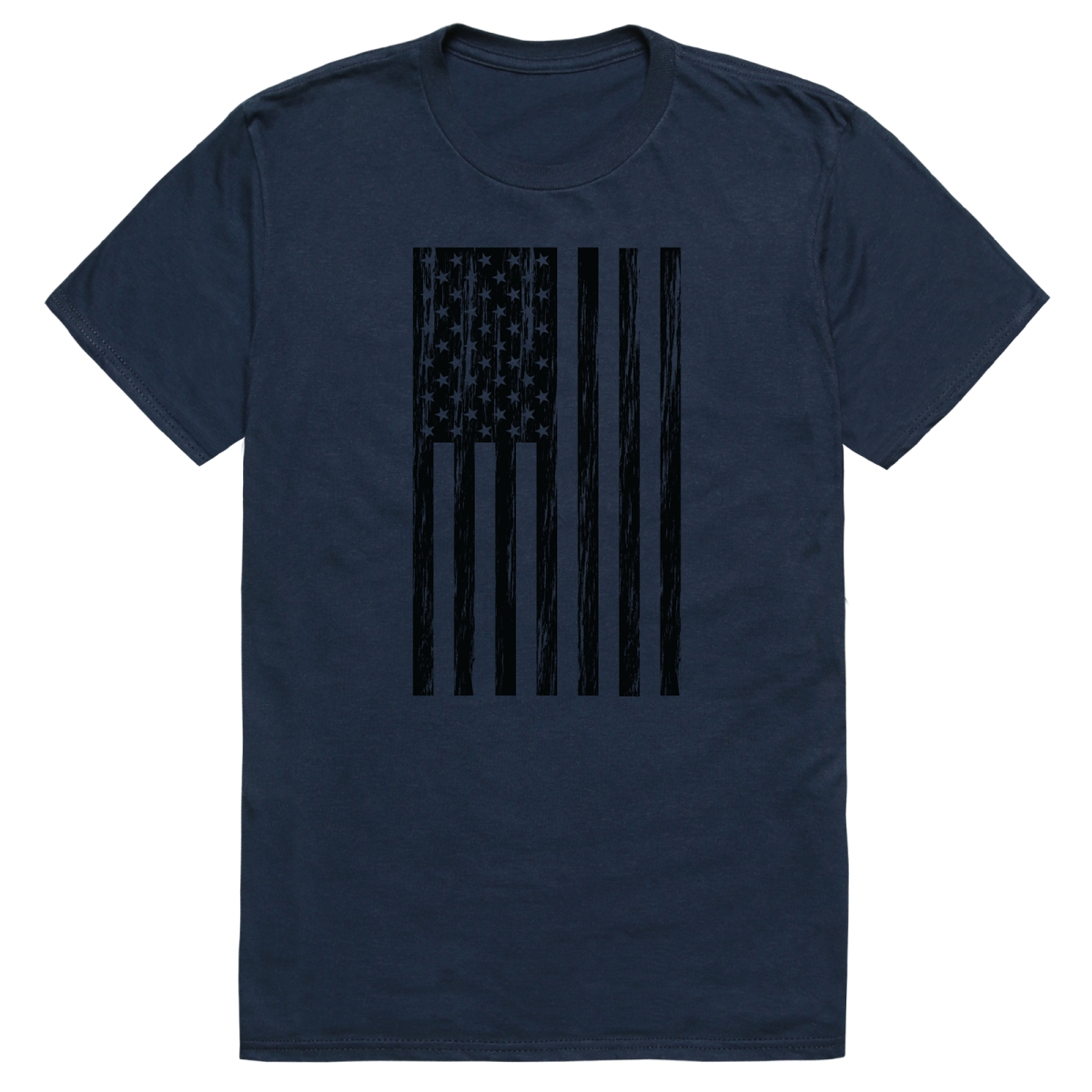 AM3-224-NVY-03 America Basic Flag Vertical Short Sleeve T-Shirt, Navy - Large