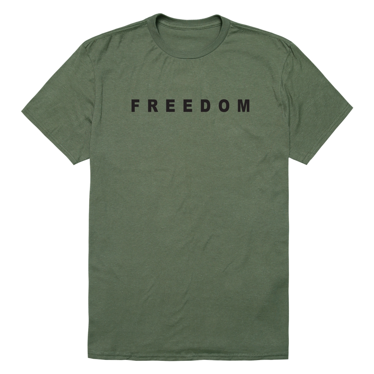 AM3-234-OLV-03 America Basic Freedom Text Freedom Short Sleeve T-Shirt, Olive - Large