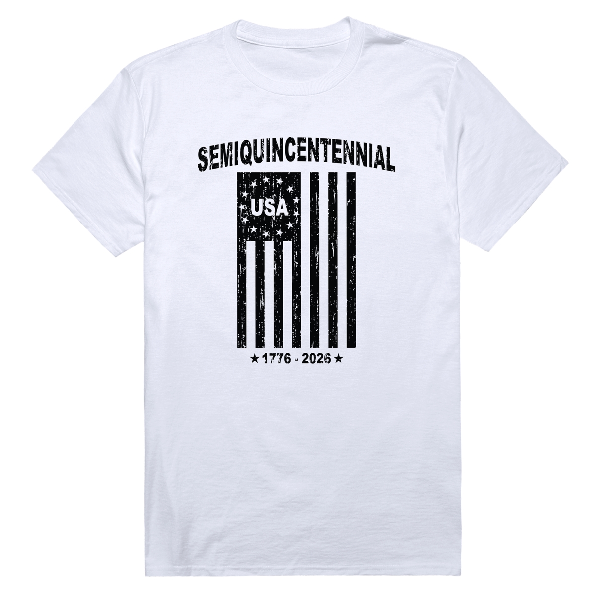 AN3-243-WHT-03 America Anniversary Semiquincentennial Short Sleeve T-Shirt, White - Large
