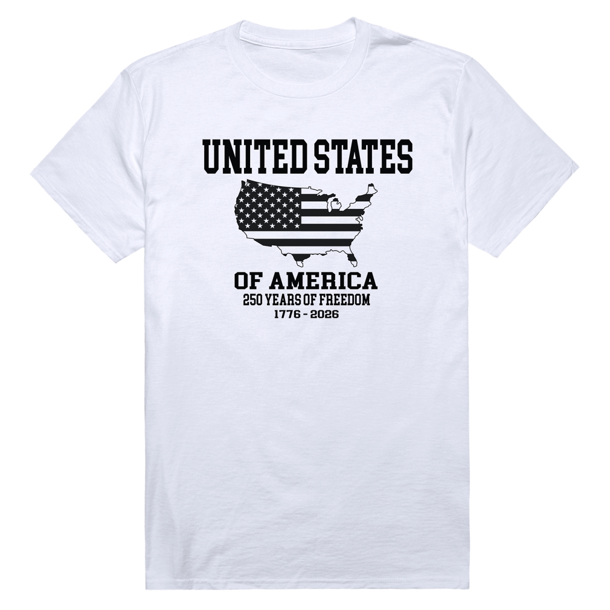 AN3-247-WHT-01 America Anniversary US Map Short Sleeve T-Shirt, White - Small