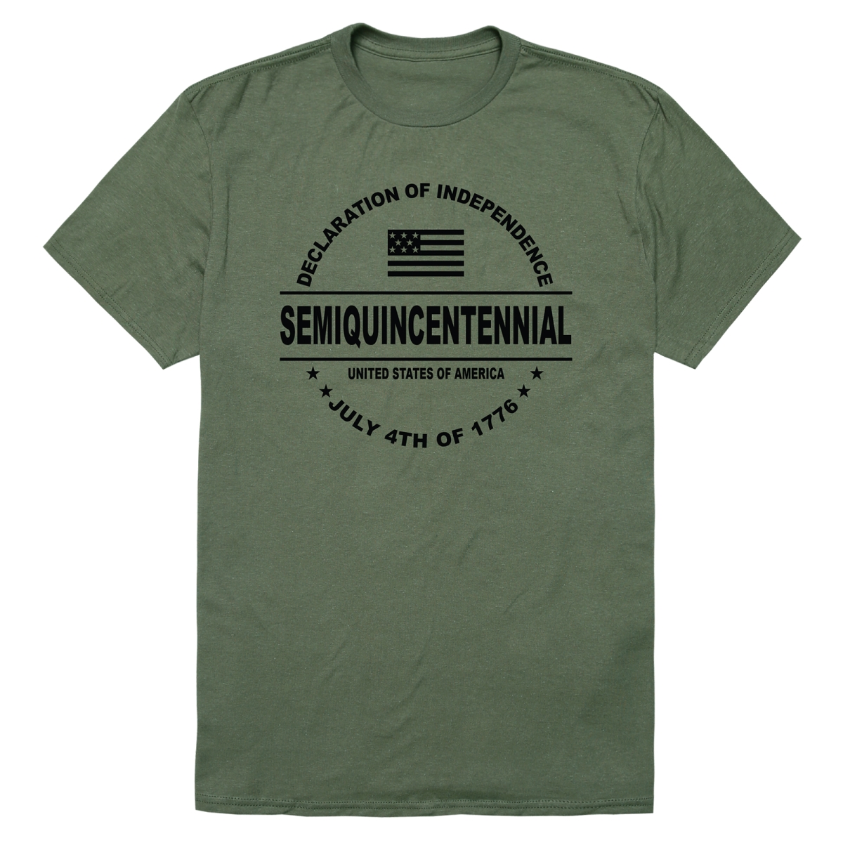 AN3-249-OLV-01 America Anniversary Declaration Short Sleeve T-Shirt, Olive - Small