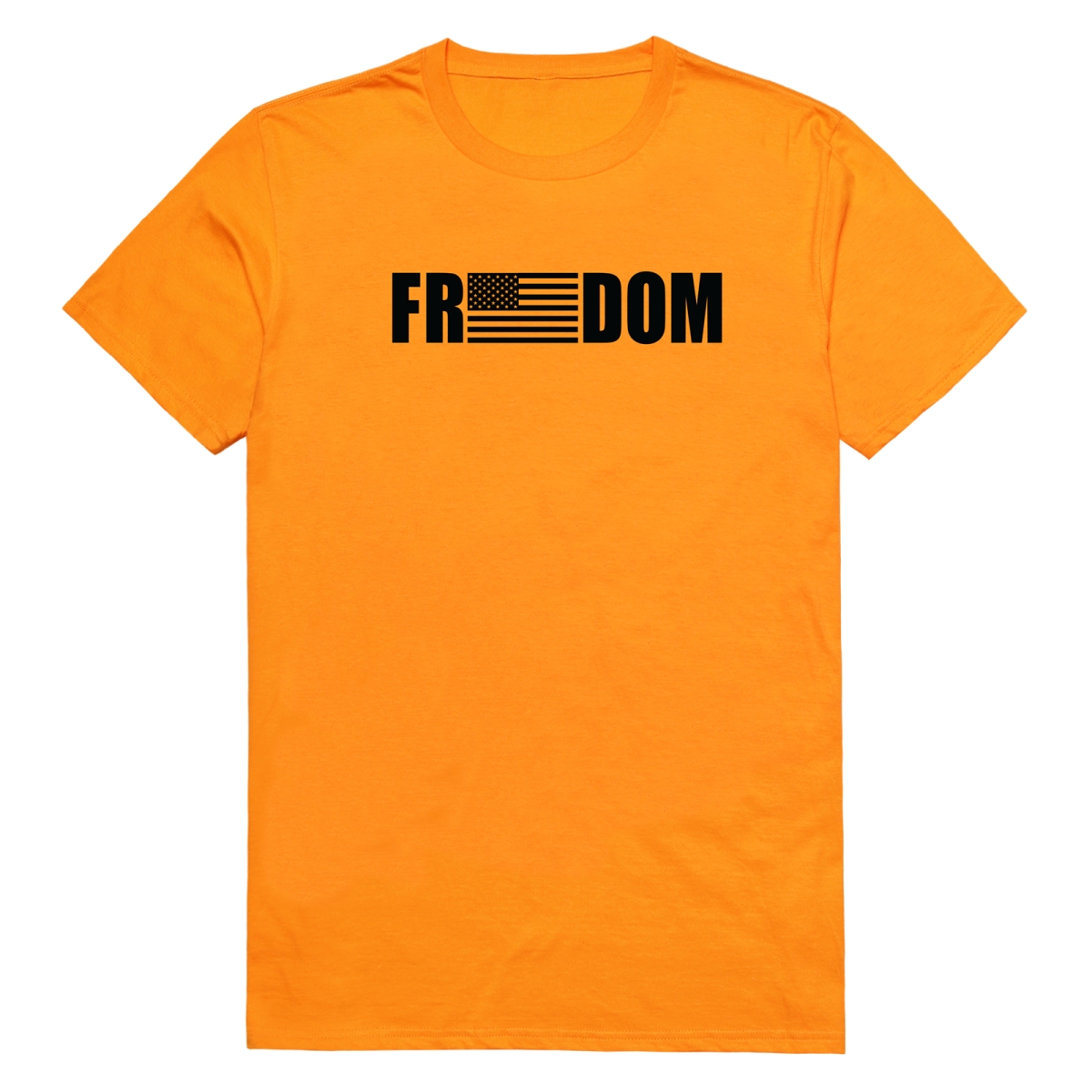 AM3-233-GLD-02 America Basic Freedom Flag Short Sleeve T-Shirt, Gold - Medium
