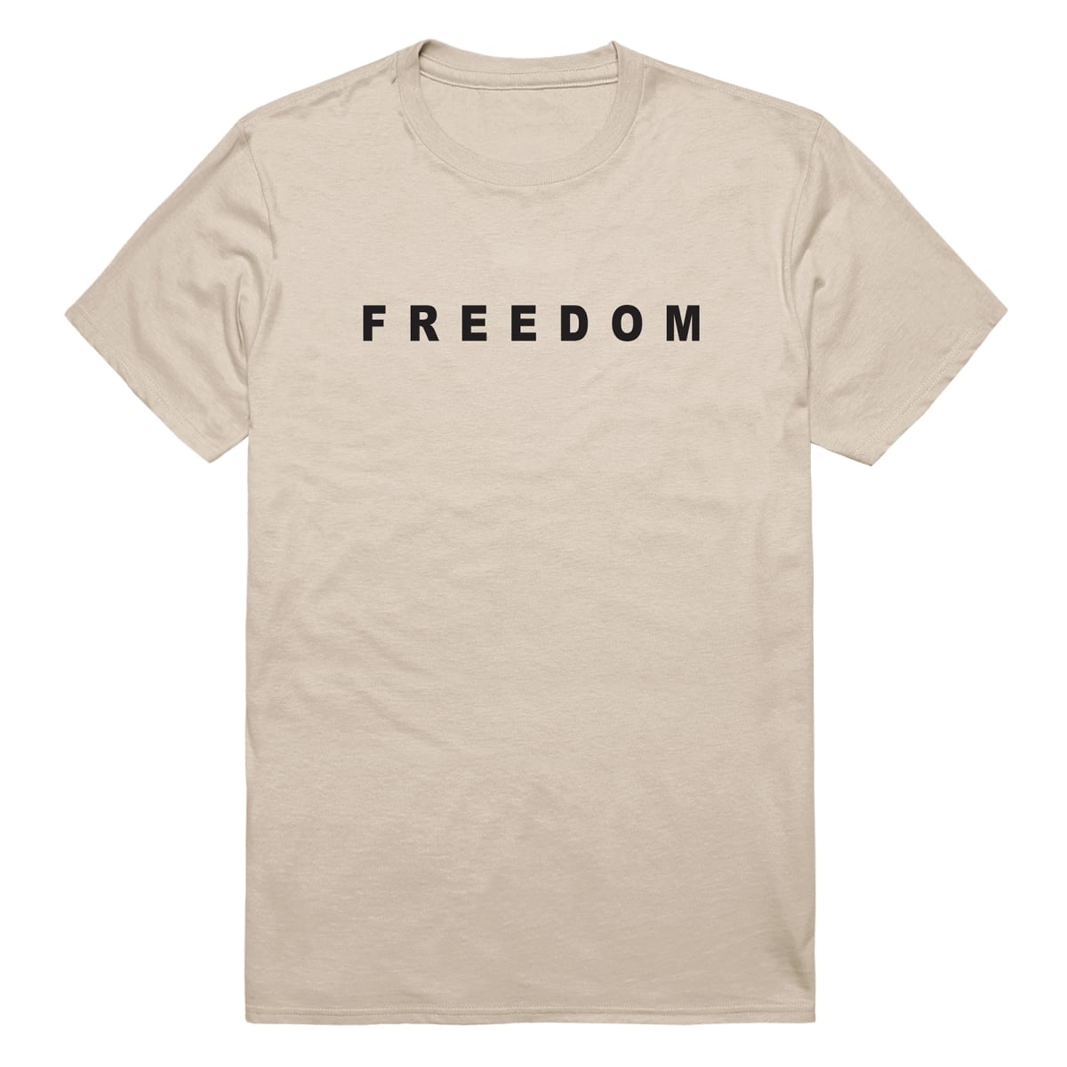 AM3-234-SND-02 America Basic Freedom Text Freedom Short Sleeve T-Shirt, Sand - Medium