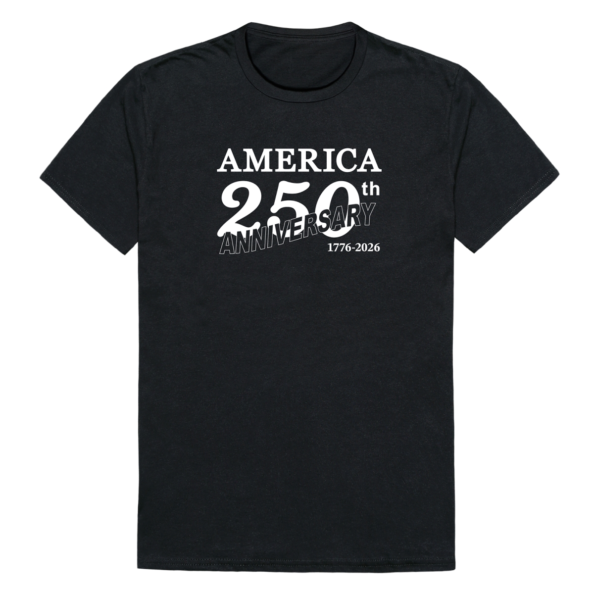 AN3-240-BLK-02 America Anniversary Short Sleeve T-Shirt, Black - Medium