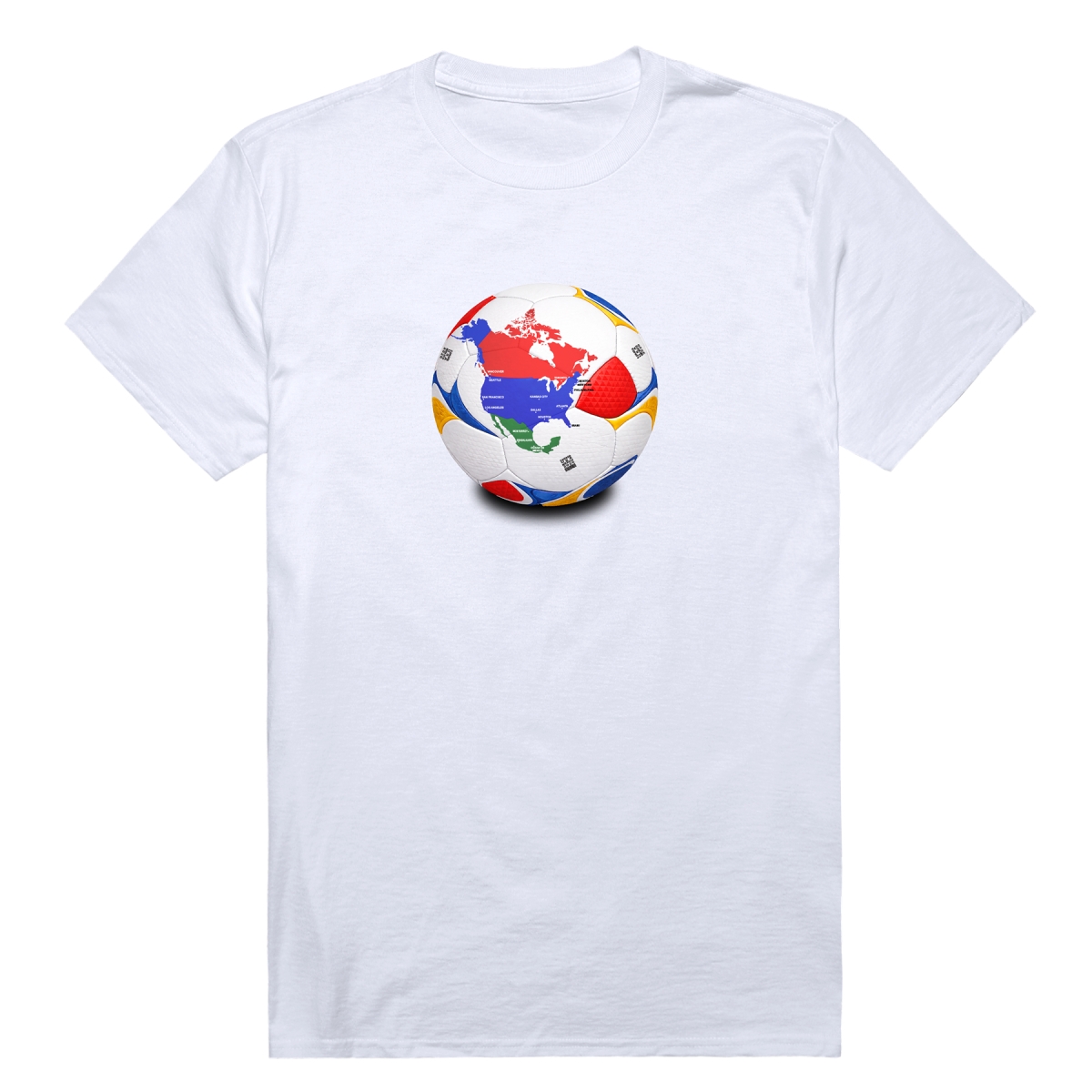 MD1-SB1-WHT-01 Soccer Ball Short Sleeve T-Shirt, White - Small