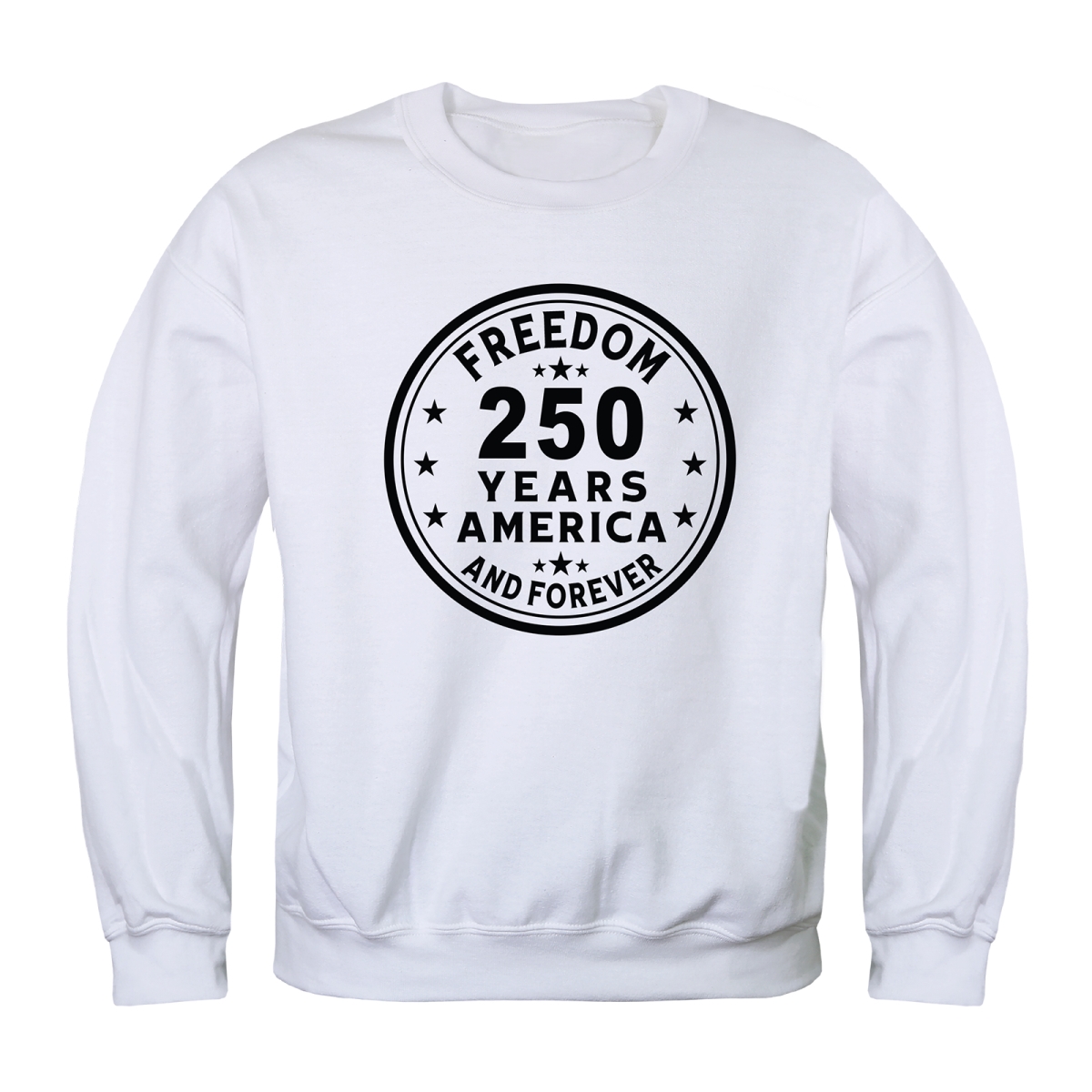 AN5-259-WHT-01 America Anniversary Freedom 250 Years Crewneck Long Sleeve T-Shirt, White - Small