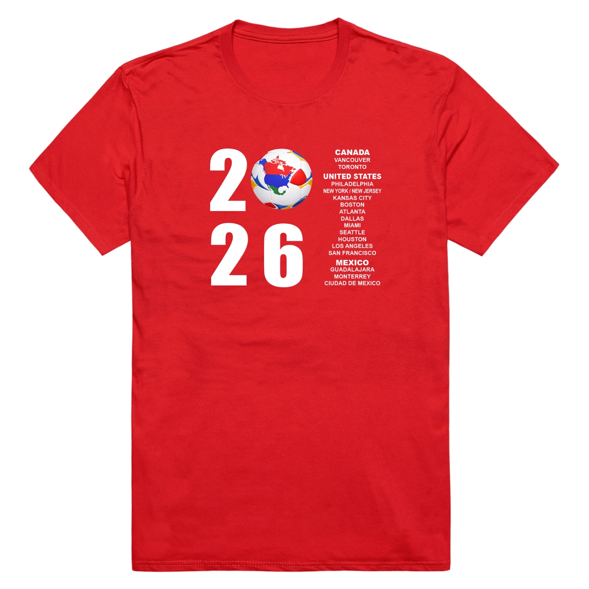 MD1-SB3-RED-02 Soccer 2026 Short Sleeve T-Shirt, Red - Medium