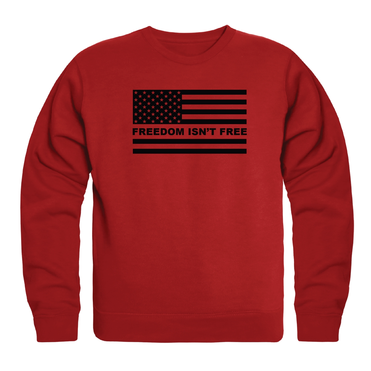 AN5-253-RD2-04 America Anniversary Freedom is Not Free Crewneck Long Sleeve T-Shirt, Red - Extra Large