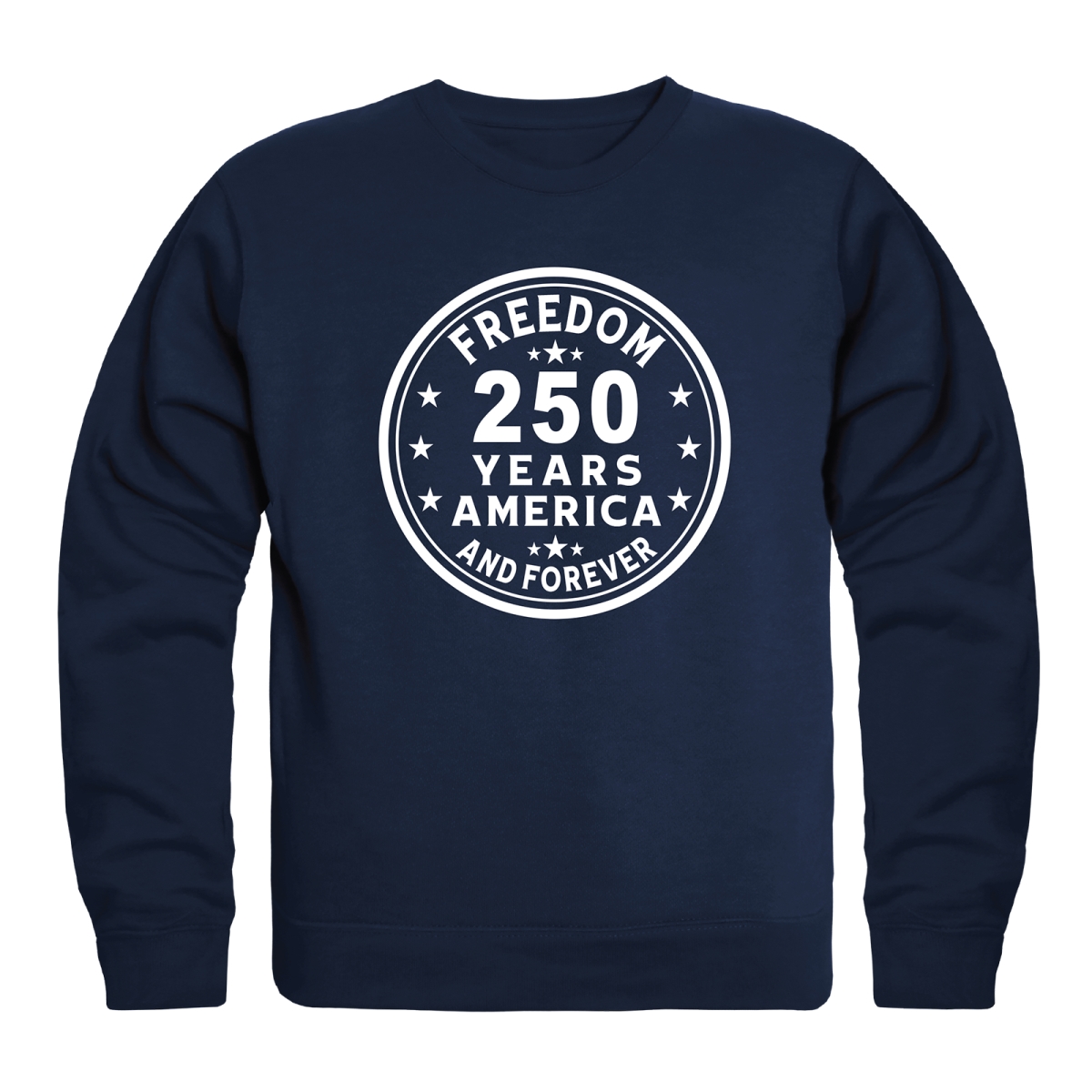 AN5-259-NVY-04 America Anniversary Freedom 250 Years Crewneck Long Sleeve T-Shirt, Navy - Extra Large