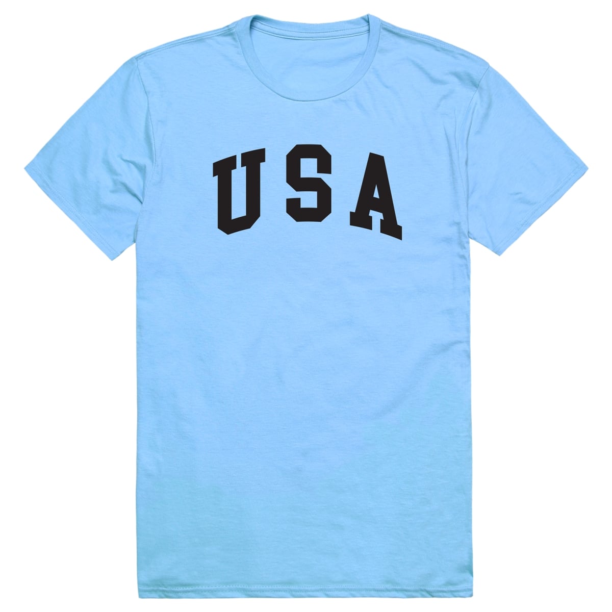 AM3-217-SKY-03 America Basic USA Text Short Sleeve T-Shirt, Sky Blue - Large