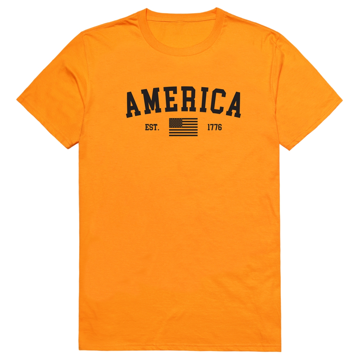 AM3-219-GLD-02 Basic America Est. 1776 Short Sleeve T-Shirt, Gold - Medium