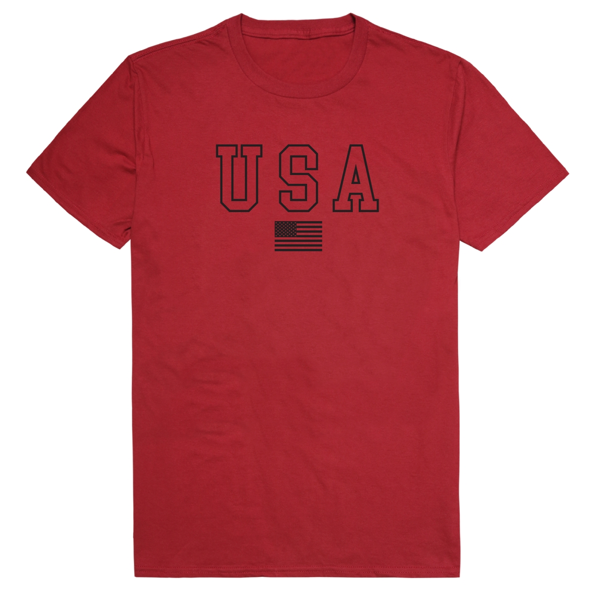 AM3-222-CAR-04 America Basic USA & Flag Short Sleeve T-Shirt, Cardinal - Extra Large