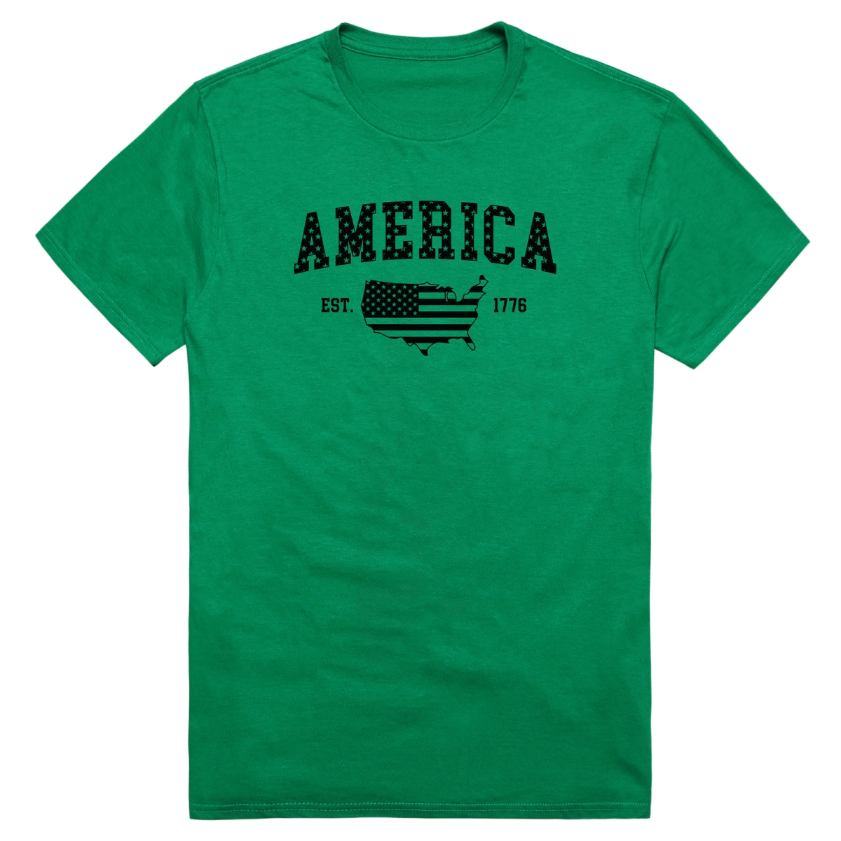 AM3-226-KEL-02 Basic America 1776 Short Sleeve T-Shirt, Kelly - Medium