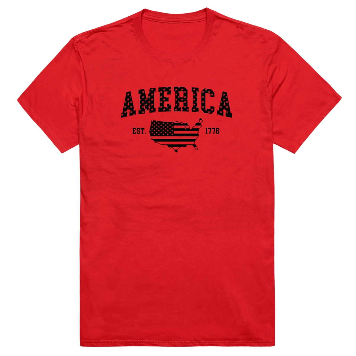 AM3-226-RED-03 Basic America 1776 Short Sleeve T-Shirt, Red - Large