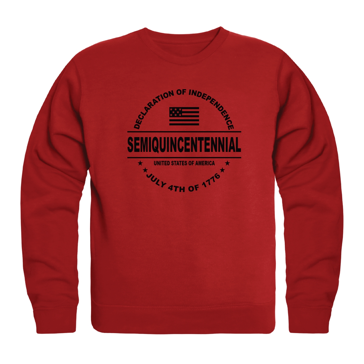 AN5-249-RD2-04 America Anniversary Declaration Crewneck Long Sleeve T-Shirt, Red - Extra Large