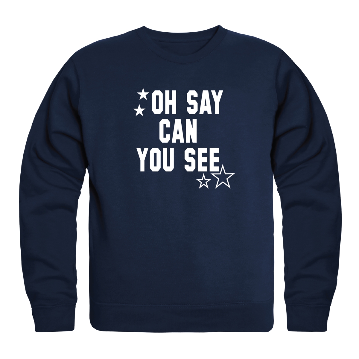 AN5-252-NVY-02 America Anniversary Oh Say Can You See Crewneck Long Sleeve T-Shirt, Navy - Medium