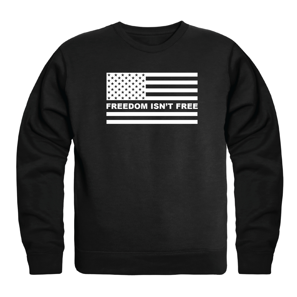 AN5-253-BLK-01 America Anniversary Freedom is Not Free Crewneck Long Sleeve T-Shirt, Black - Small