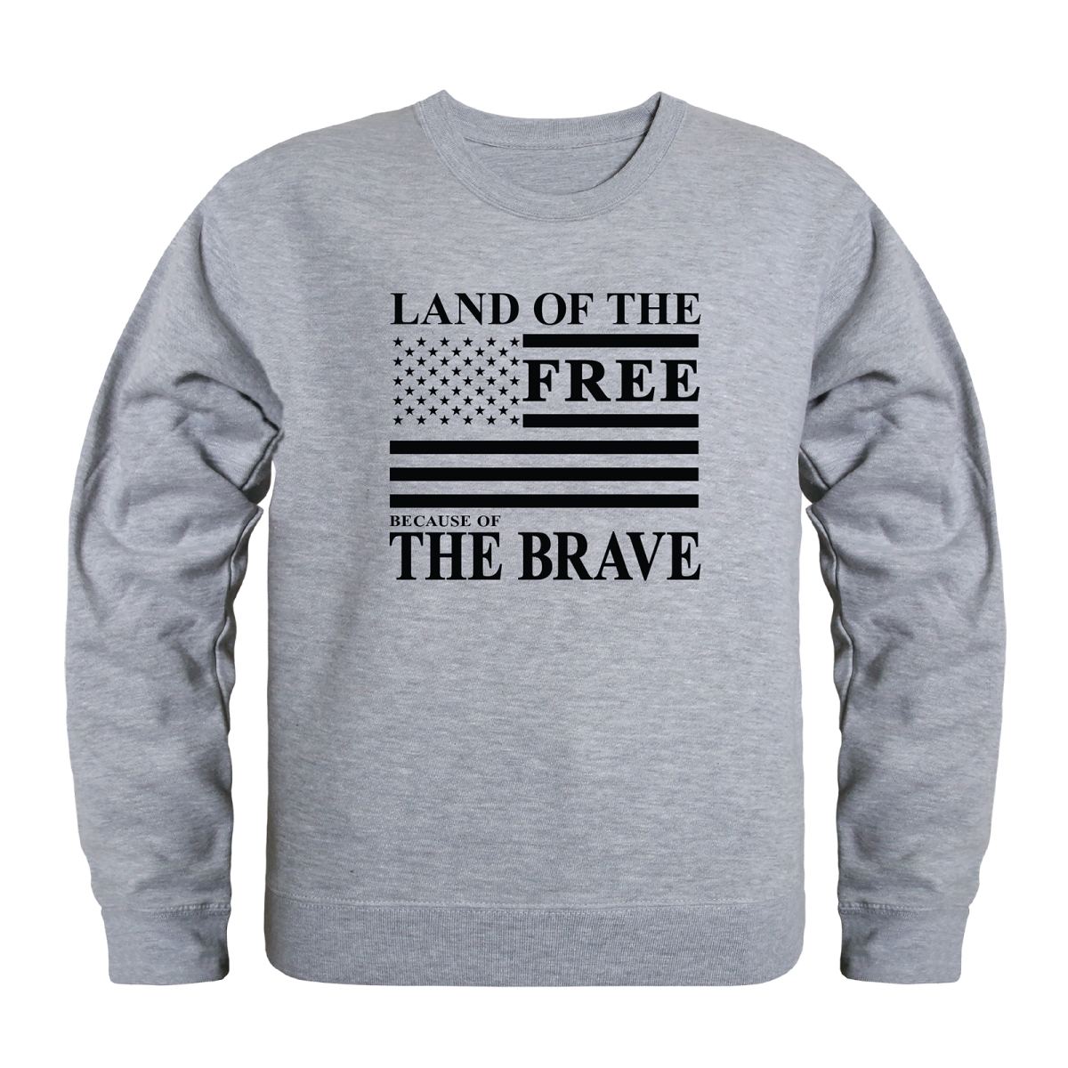 AN5-260-HGY-03 America Anniversary Land of the Free Crewneck Long Sleeve T-Shirt, Heather Gray - Large