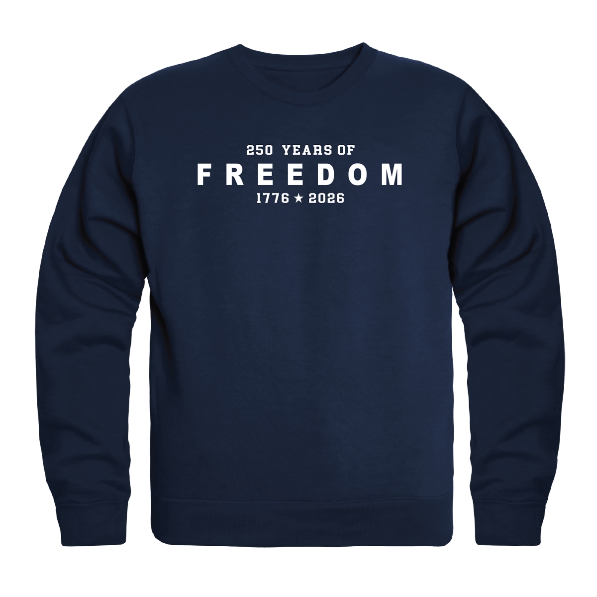 AN5-250-NVY-04 America Anniversary 250 Years of Freedom Crewneck Long Sleeve T-Shirt, Navy - Extra Large