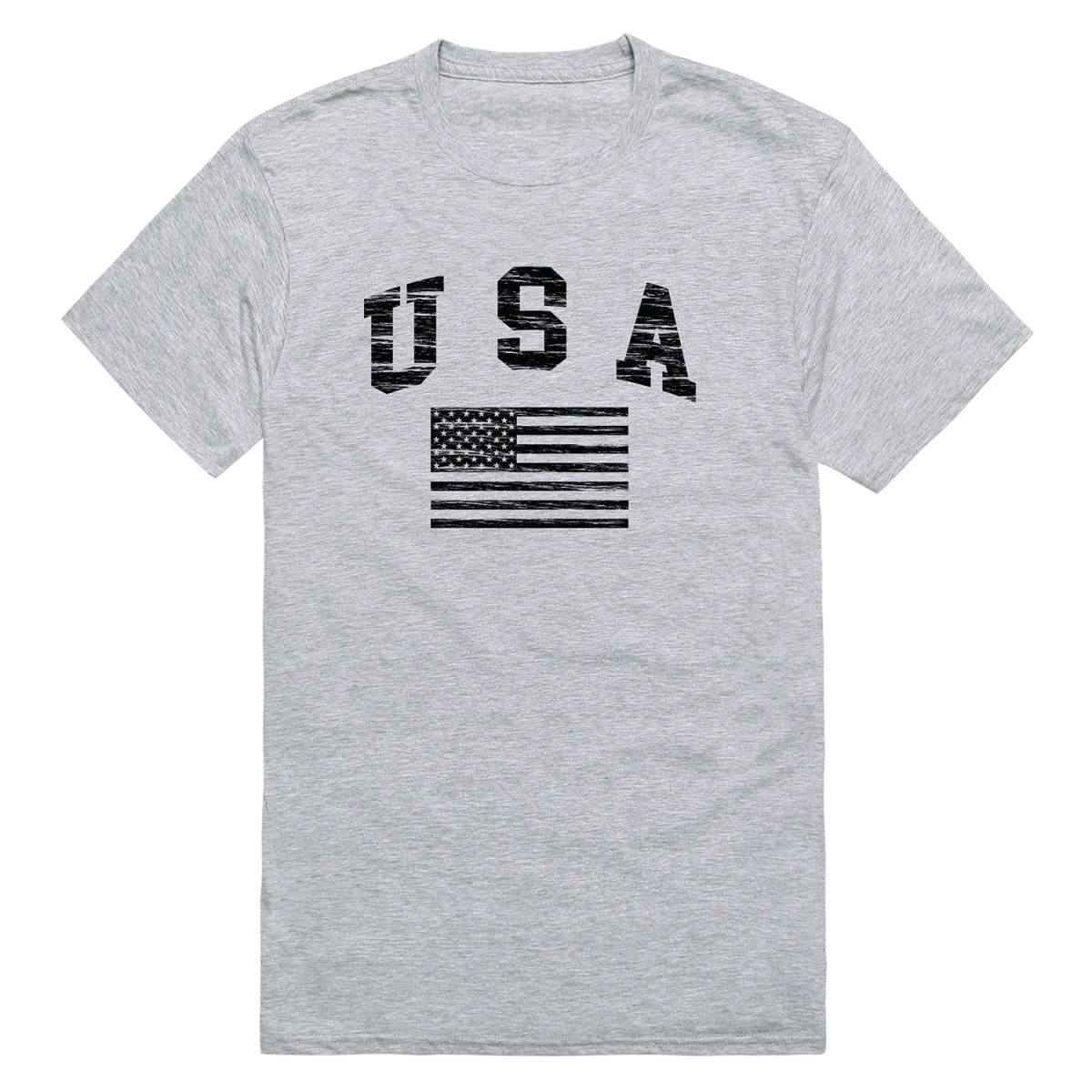 RS6-US2-HGY-02 Distressed USA 2 Flag Short Sleeve T-Shirt, Heather Gray - Medium