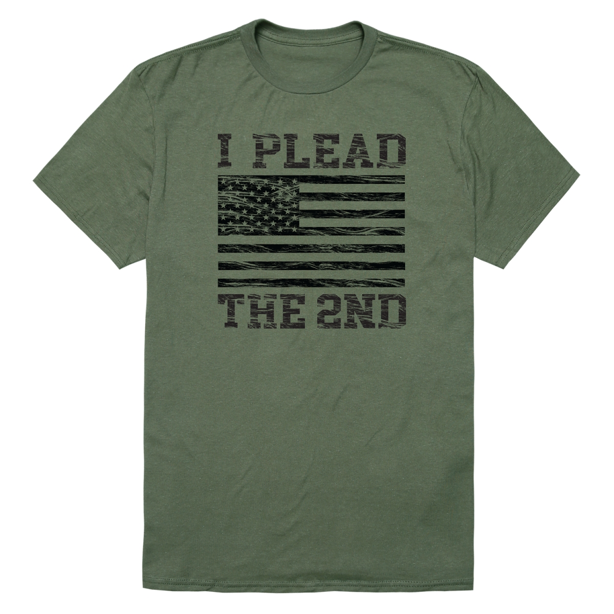 RS8-IP2-OLV-04 Distressed I Plead the 2nd Short Sleeve T-Shirt, Olive - Extra Large