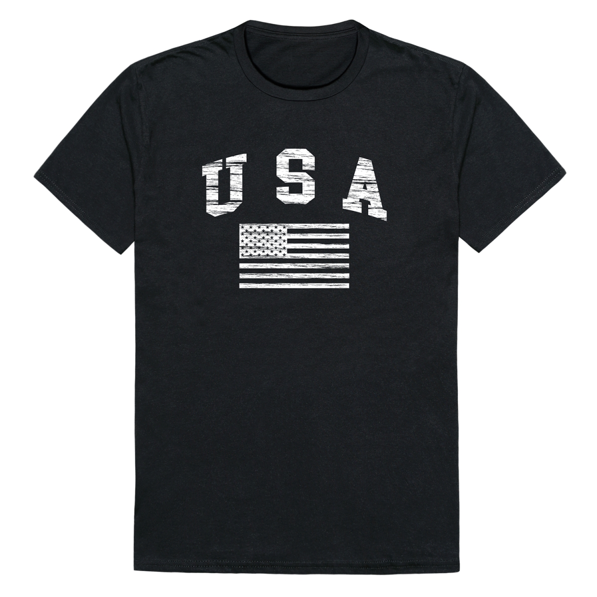 RS8-US2-BLK-02 Distressed USA Flag Short Sleeve T-Shirt, Black - Medium