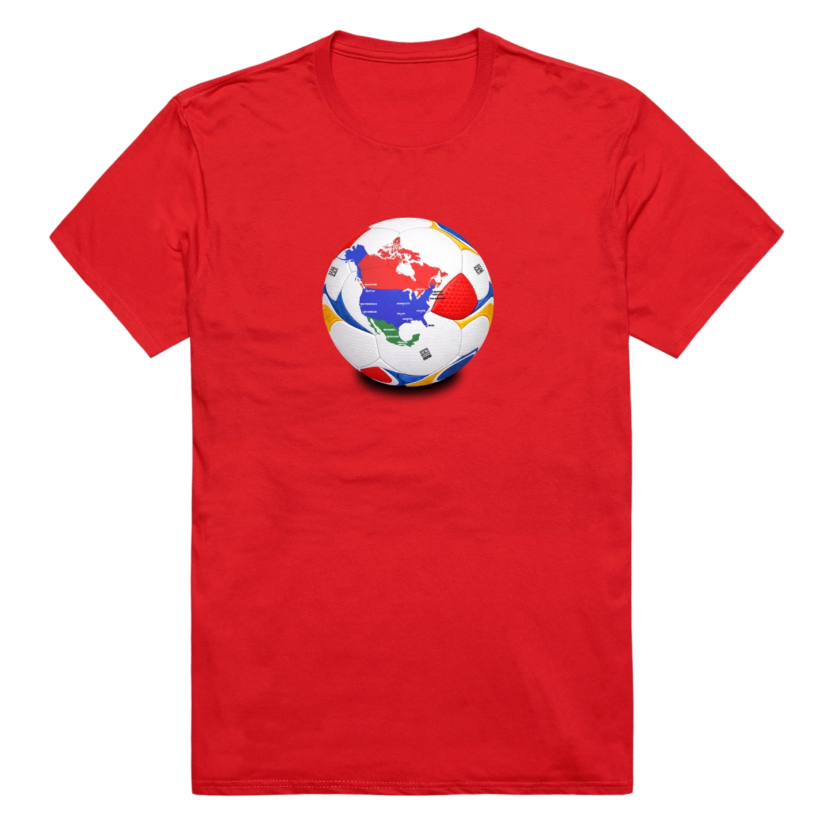 MD1-SB1-RED-02 Soccer Ball Short Sleeve T-Shirt, Red - Medium