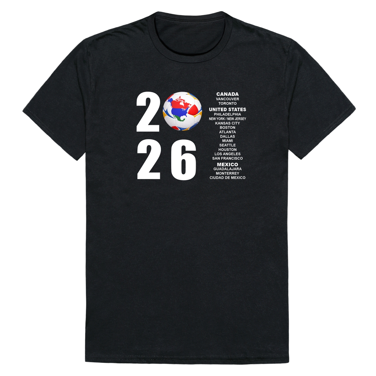 MD1-SB3-BLK-02 Soccer 2026 Short Sleeve T-Shirt, Black - Medium