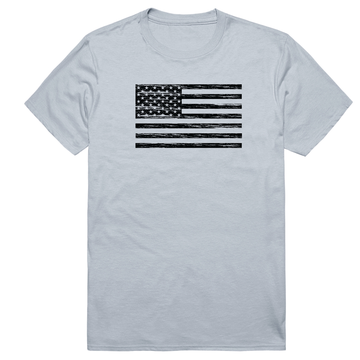 AM3-225-SIL-03 America Basic Flag Horizontal Short Sleeve T-Shirt, Silver - Large