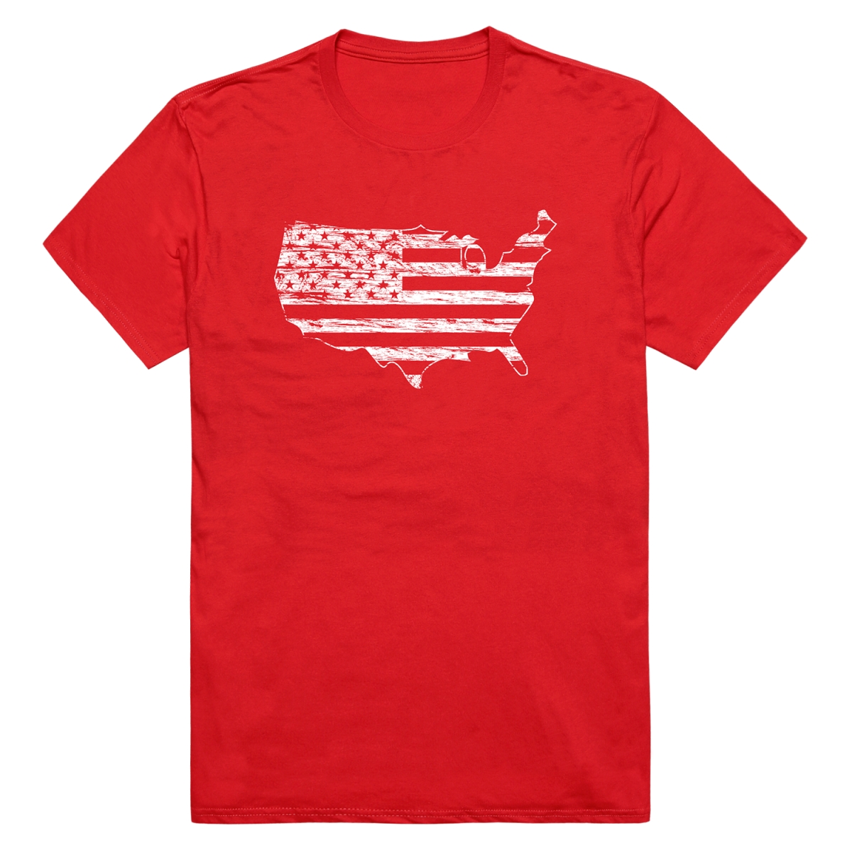 RS6-MAP-RED-02 Distressed Flag Map Short Sleeve T-Shirt, Red - Medium