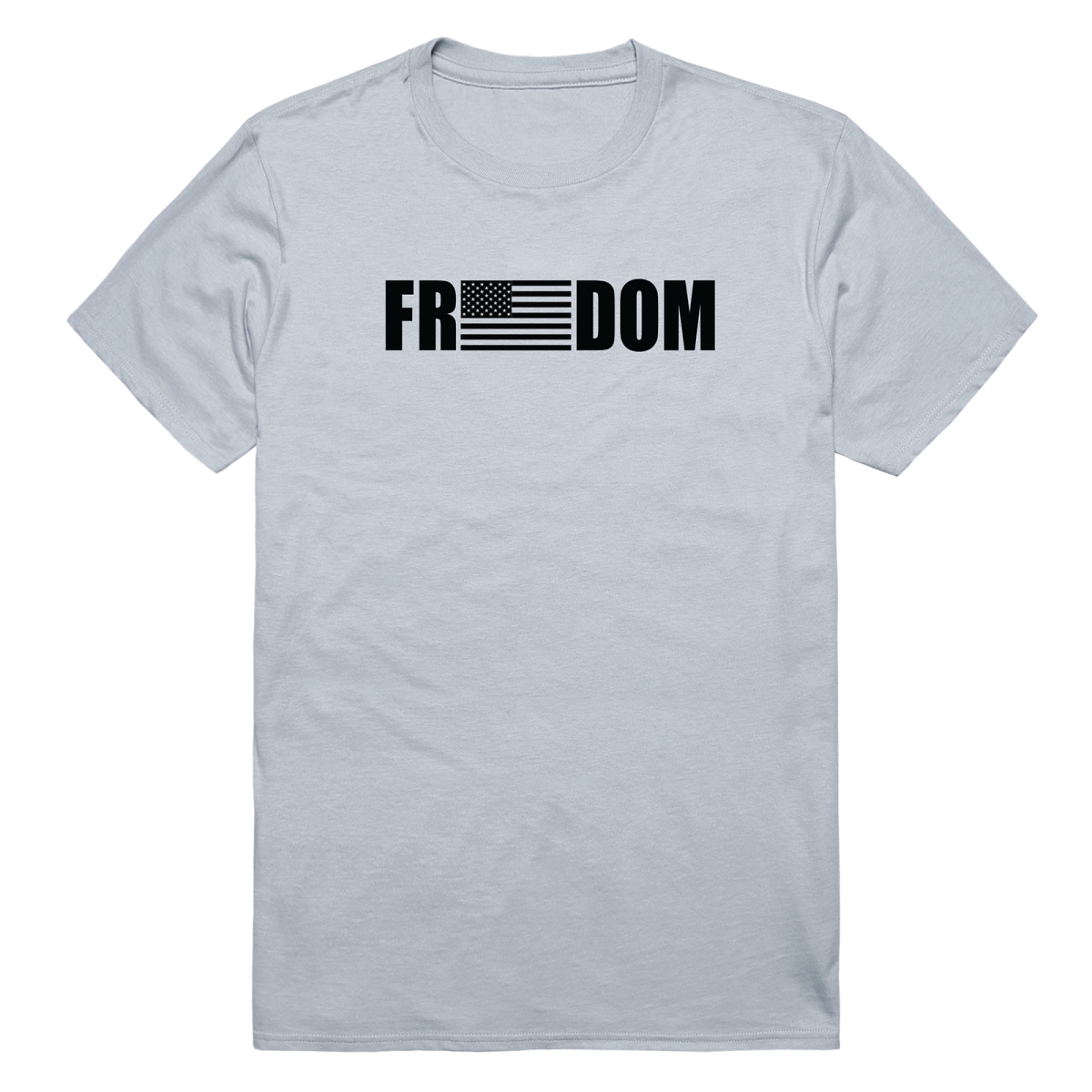 AM3-233-SIL-02 America Basic Freedom Flag Short Sleeve T-Shirt, Silver - Medium