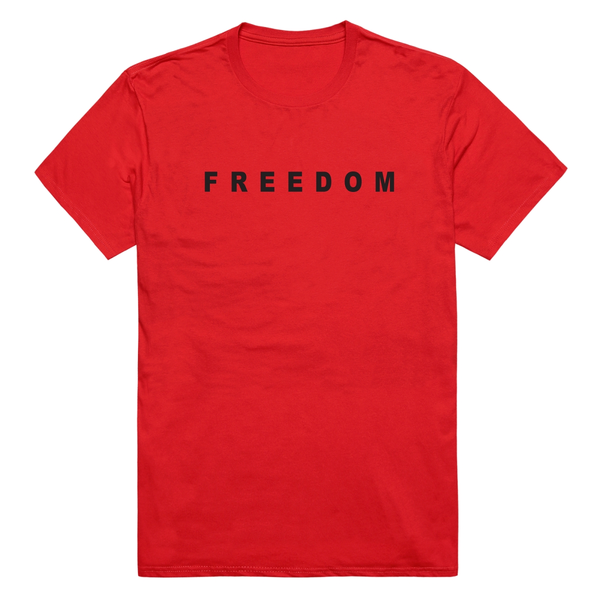 AM3-234-RED-04 America Basic Freedom Text Freedom Short Sleeve T-Shirt, Red - Extra Large