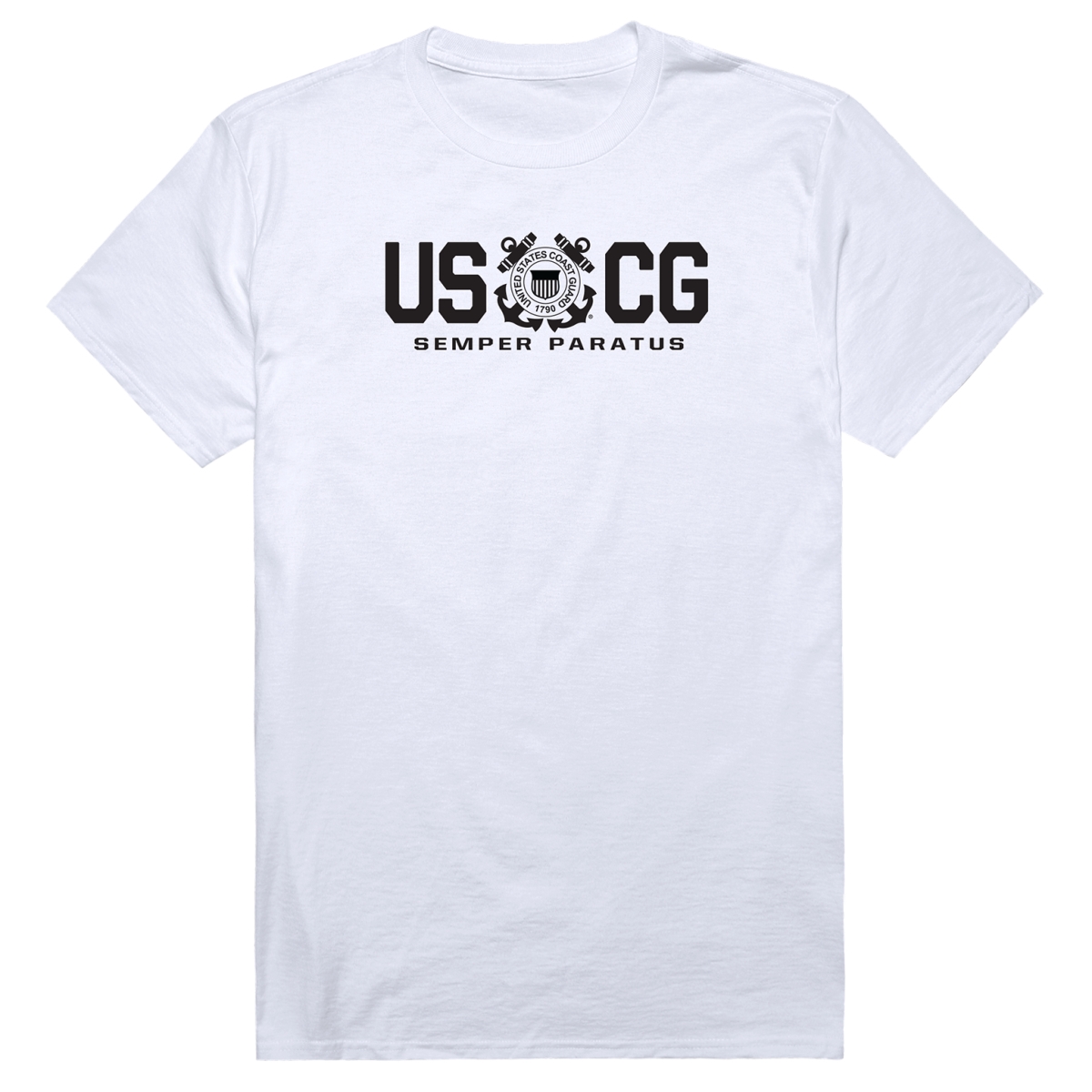 AM5-CG8-WHT-02 Basic Military USCG 8 Short Sleeve T-Shirt, White - Medium