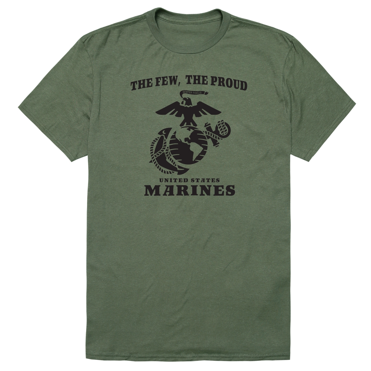 AM5-MC5-OLV-02 Basic Military US Marines 5 Short Sleeve T-Shirt, Olive - Medium