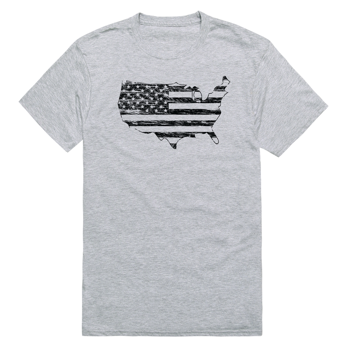 RS8-MAP-HGY-02 Distressed Map Short Sleeve T-Shirt, Heather Gray - Medium