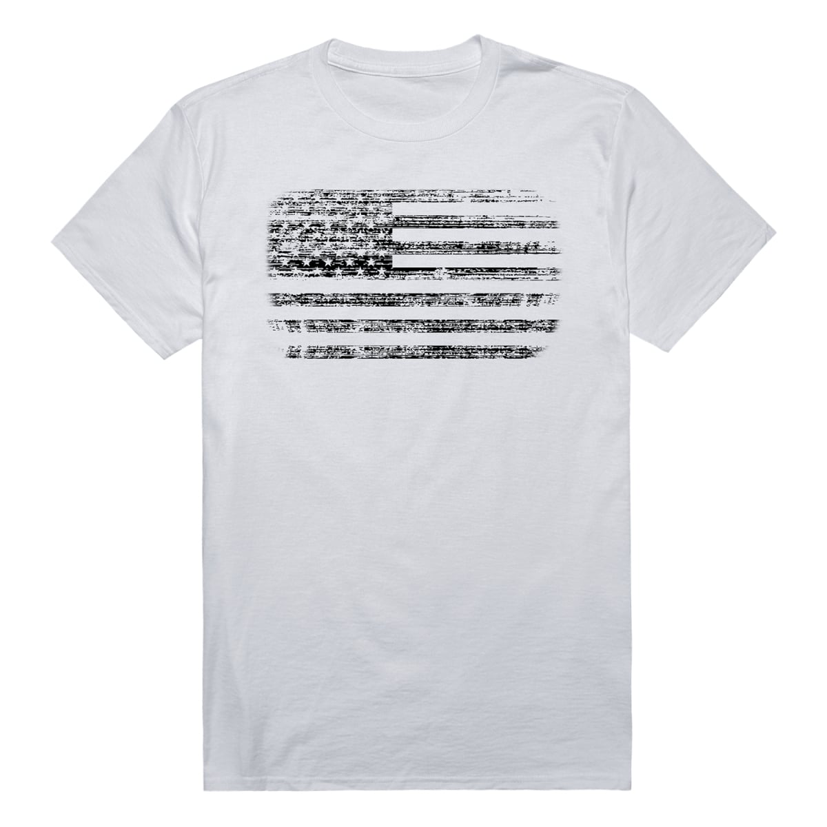 RS8-USA-WHT-02 American Flag Distressed Short Sleeve T-Shirt, White - Medium