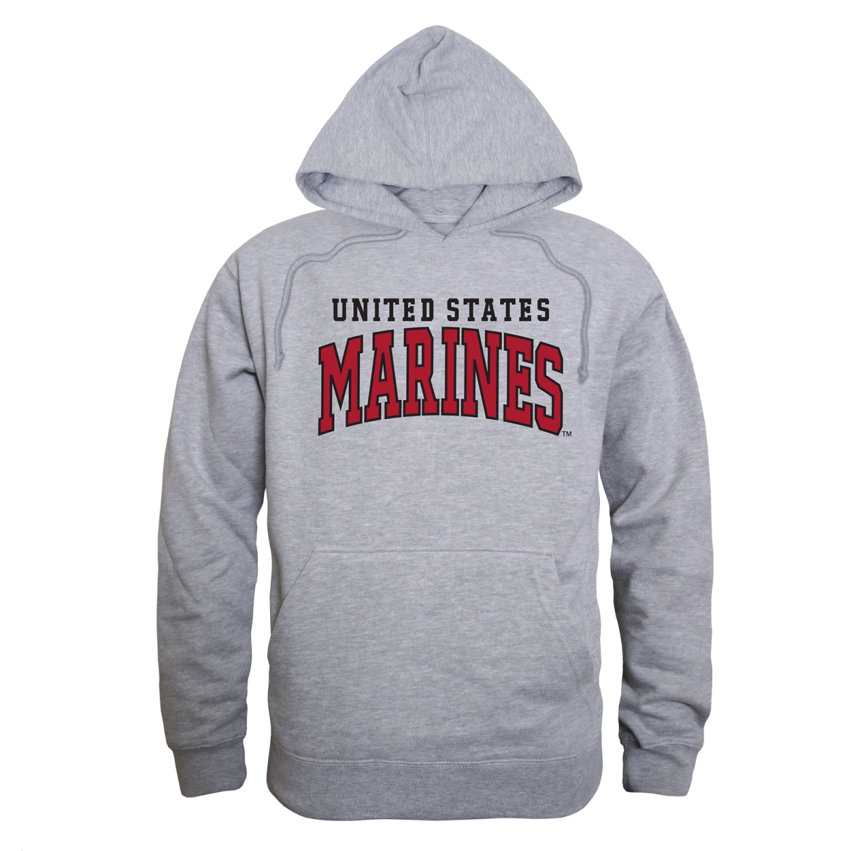 S46-MAR-HG2-02 Military Marines Pullover Long Sleeve Hoodie, Heather Gray - Medium