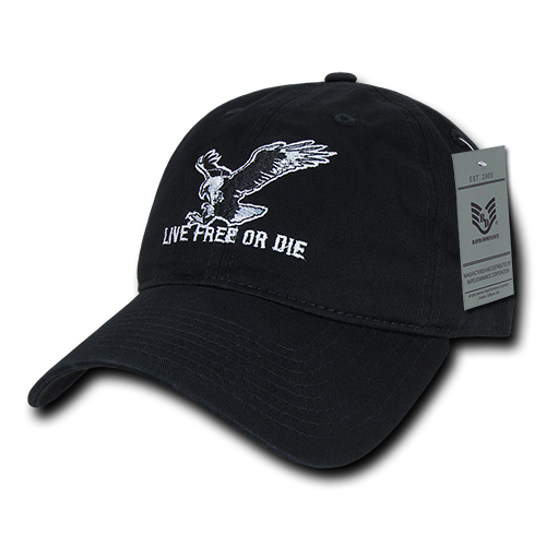 Relaxed Graphic Cap, Live Free or Die - Black