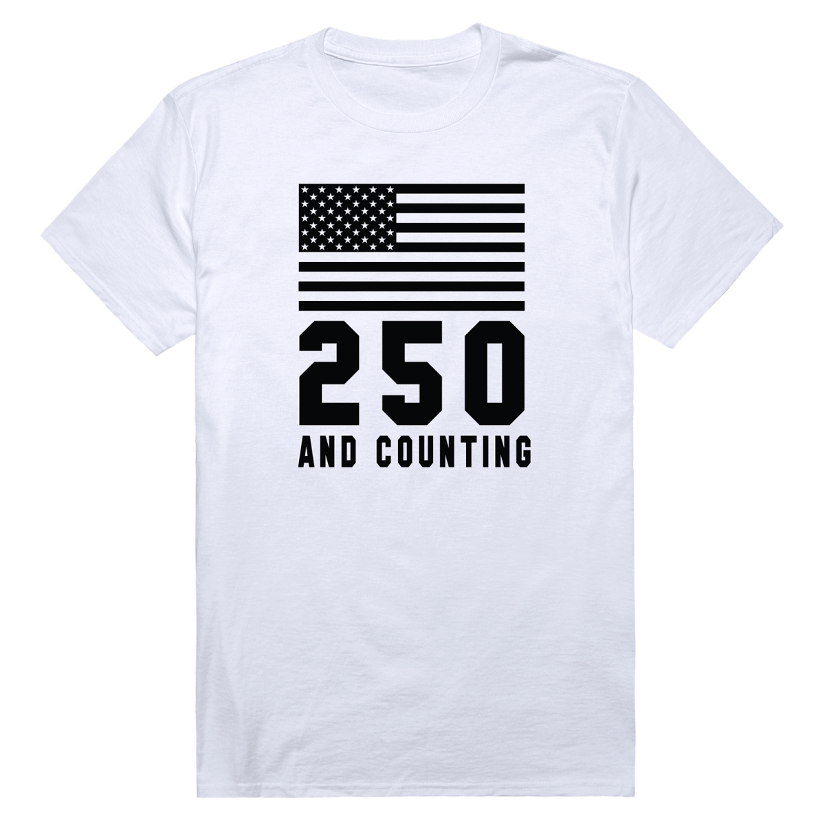 AN3-255-WHT-01 America Anniversary 250 & Counting Short Sleeve T-Shirt, White - Small