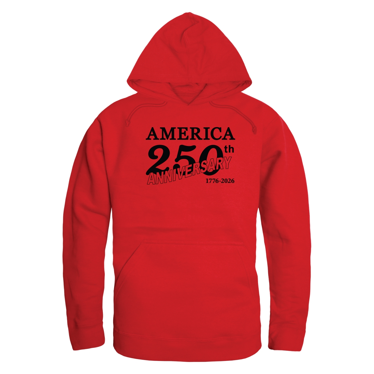 AN4-240-RD2-02 America Anniversary Long Sleeve Hoodie, Red - Medium