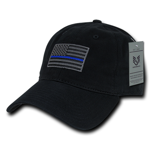 Relaxed Graphic Cap, Thin Blue Line, Black