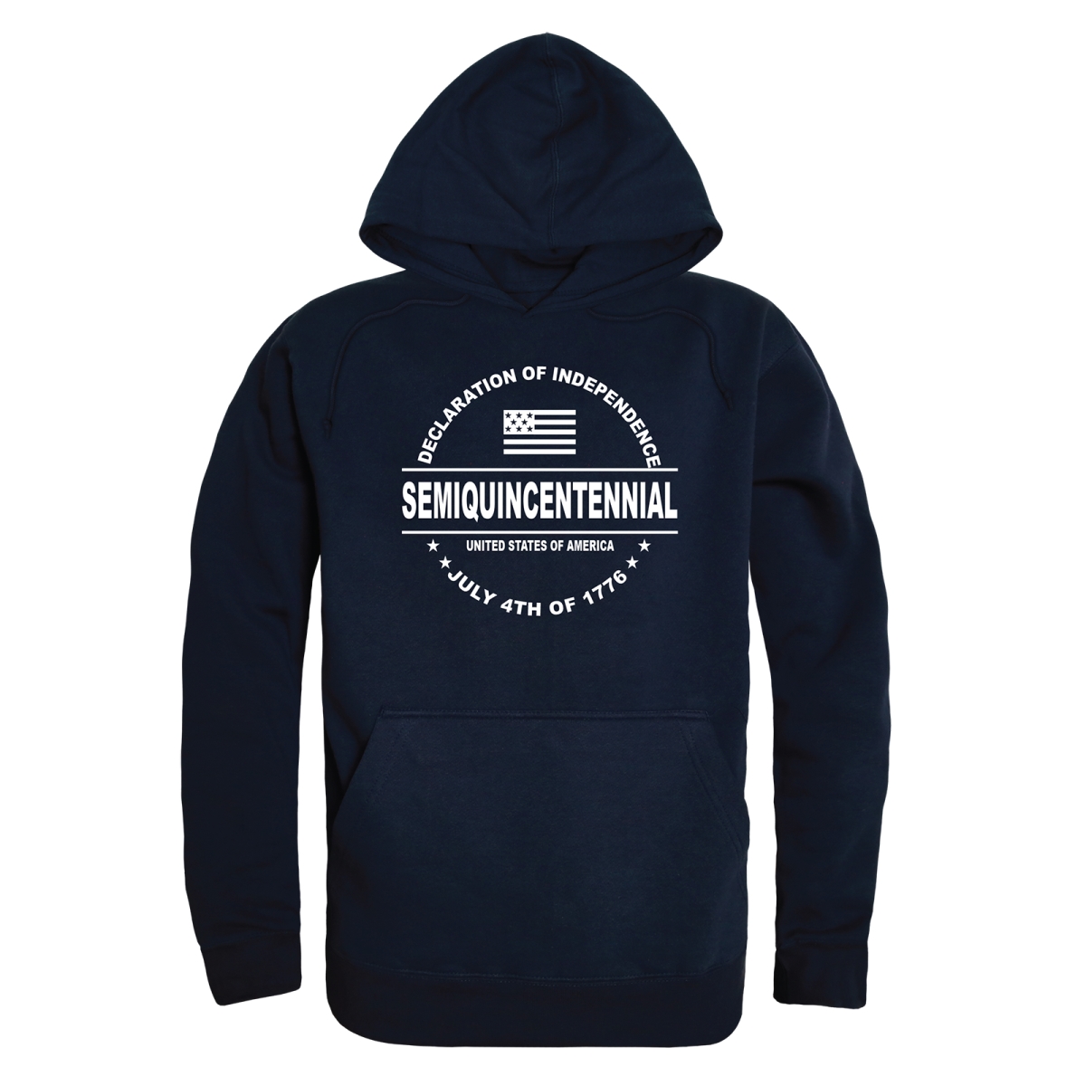 AN4-249-NVY-02 America Anniversary Declaration Long Sleeve Hoodie, Navy - Medium
