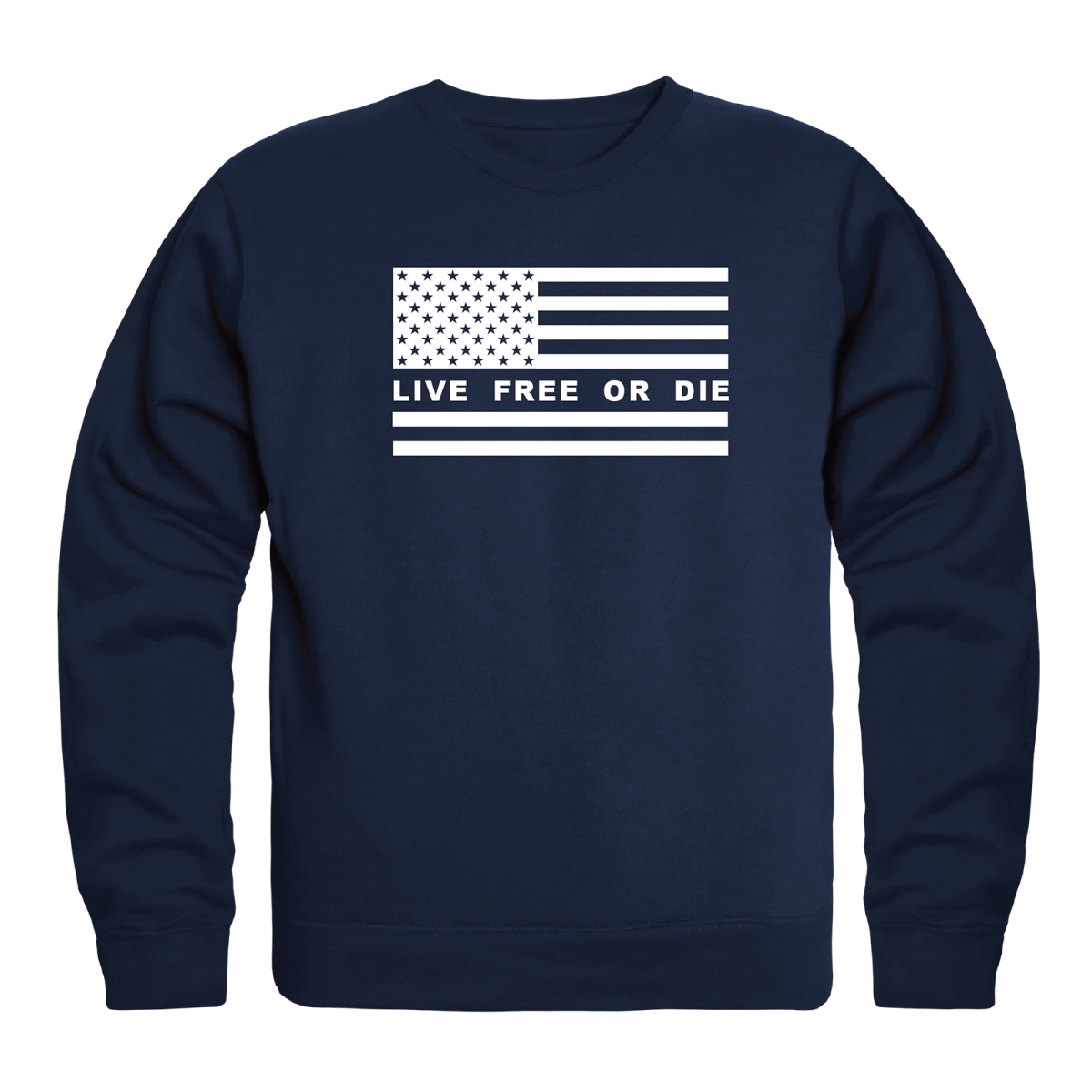 AN5-257-NVY-04 America Anniversary Live Free or Die Crewneck Long Sleeve T-Shirt, Navy - Extra Large