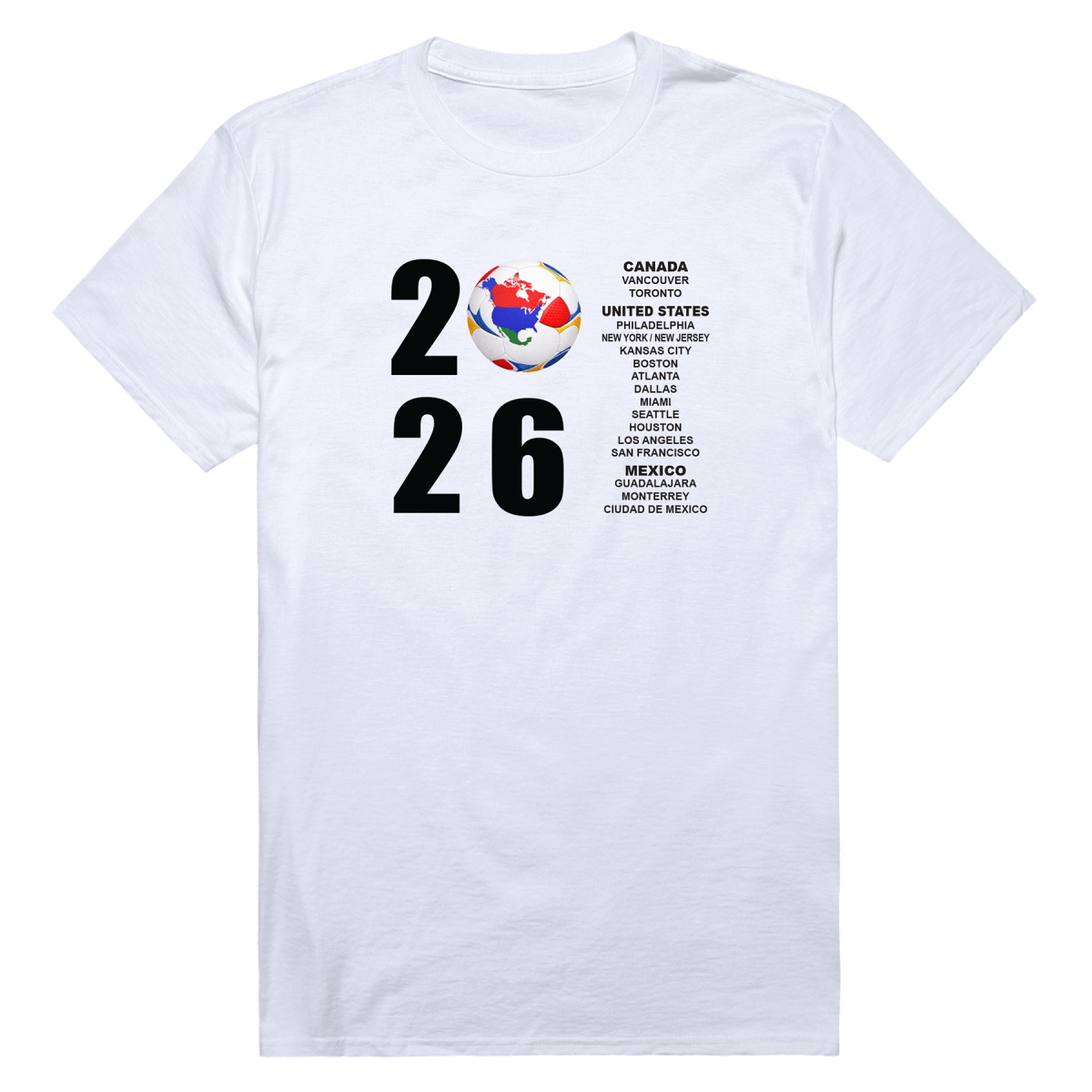MD1-SB3-WHT-02 Soccer 2026 Short Sleeve T-Shirt, White - Medium
